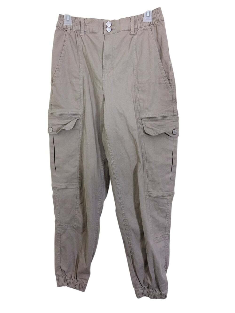 Aeropostale Women Pants M Beige Cargo Jogger Baggy Loose High Rise Zipper